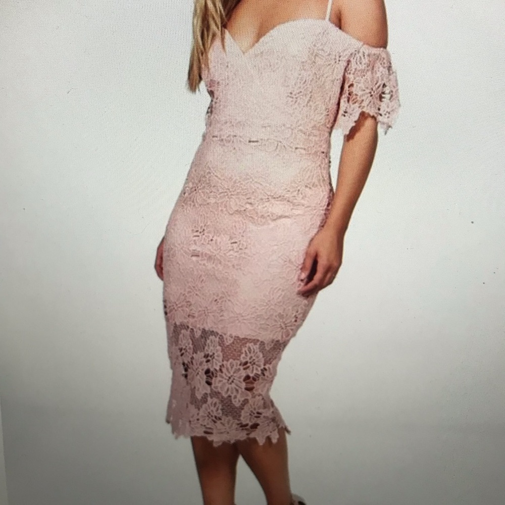 Lace off the shoulder dress ( black )